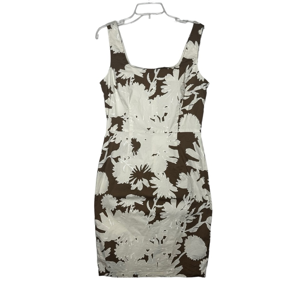 Ralsey dress women size 14 brown cream fitted cotton blend stretch